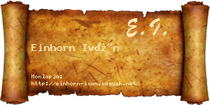 Einhorn Iván névjegykártya